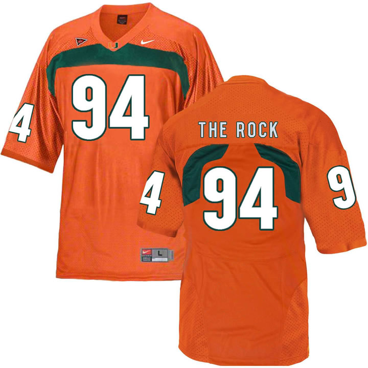Miami Hurricanes 94 The Rock Orange College Football Jersey DingZhi